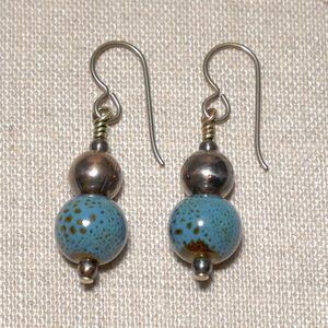 Hand Crafted Handmade Earrings Modern Ceramic & Copper Dangle Earrings